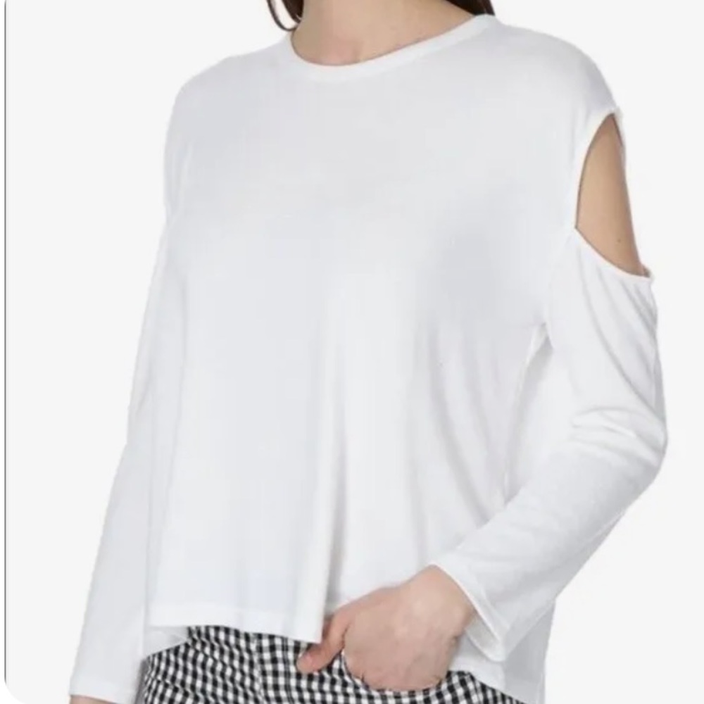 Rag & Bone white cold shoulder scoop neck top size medium